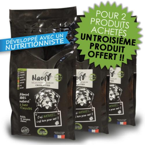 PROMO ANCIENNES ETIQUETTES - LOT DE 3 AU PRIX DE 2 - NAOTY – Croquettes Petits & Moyens Chiens toutes races 7mm – 1,5 kg